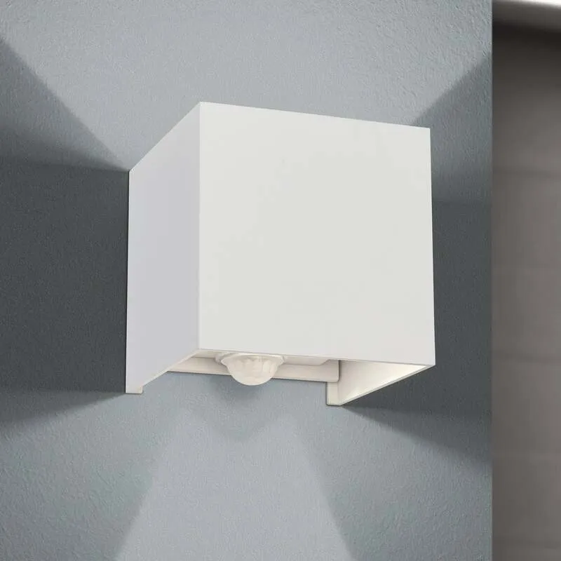 B-Ware ORION Wandleuchte Außenlampe LED Bewegungsmelder Aluminium weiß Cube S