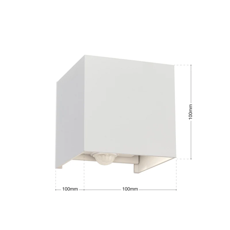 B-Ware ORION Wandleuchte Außenlampe LED Bewegungsmelder Aluminium weiß Cube S