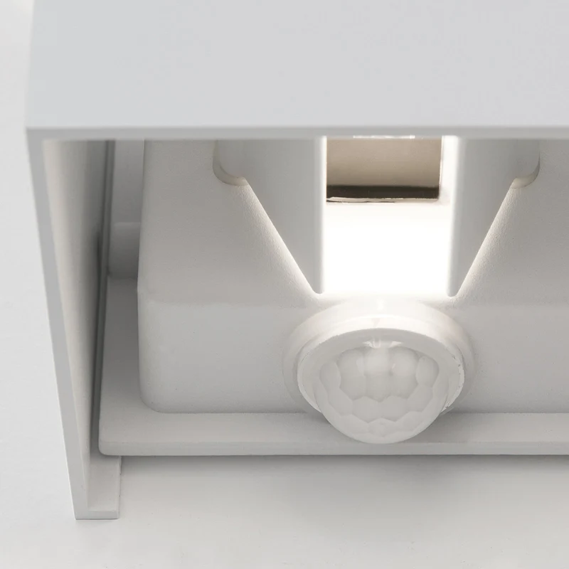 B-Ware ORION Wandleuchte Außenlampe LED Bewegungsmelder Aluminium weiß Cube S