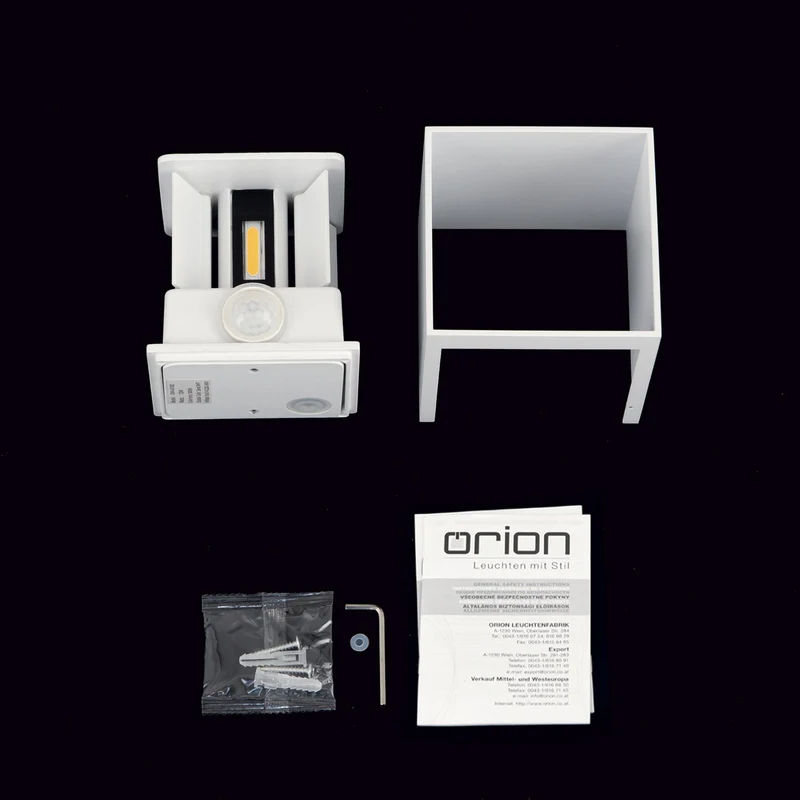 B-Ware ORION Wandleuchte Außenlampe LED Bewegungsmelder Aluminium weiß Cube S