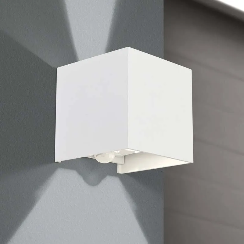 B-Ware ORION Wandleuchte Außenlampe LED Bewegungsmelder Aluminium weiß Cube S