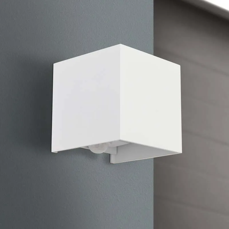 B-Ware ORION Wandleuchte Außenlampe LED Bewegungsmelder Aluminium weiß Cube S