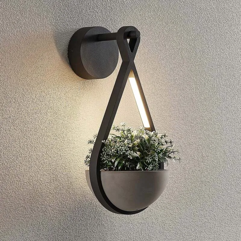 B-Ware Lucande Außenwandleuchte Wandlampe LED Florka Stein Blumenampel SIEHE TEXT/FOTO