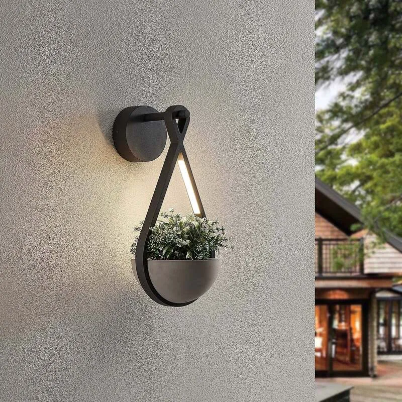 B-Ware Lucande Außenwandleuchte Wandlampe LED Florka Stein Blumenampel SIEHE TEXT/FOTO