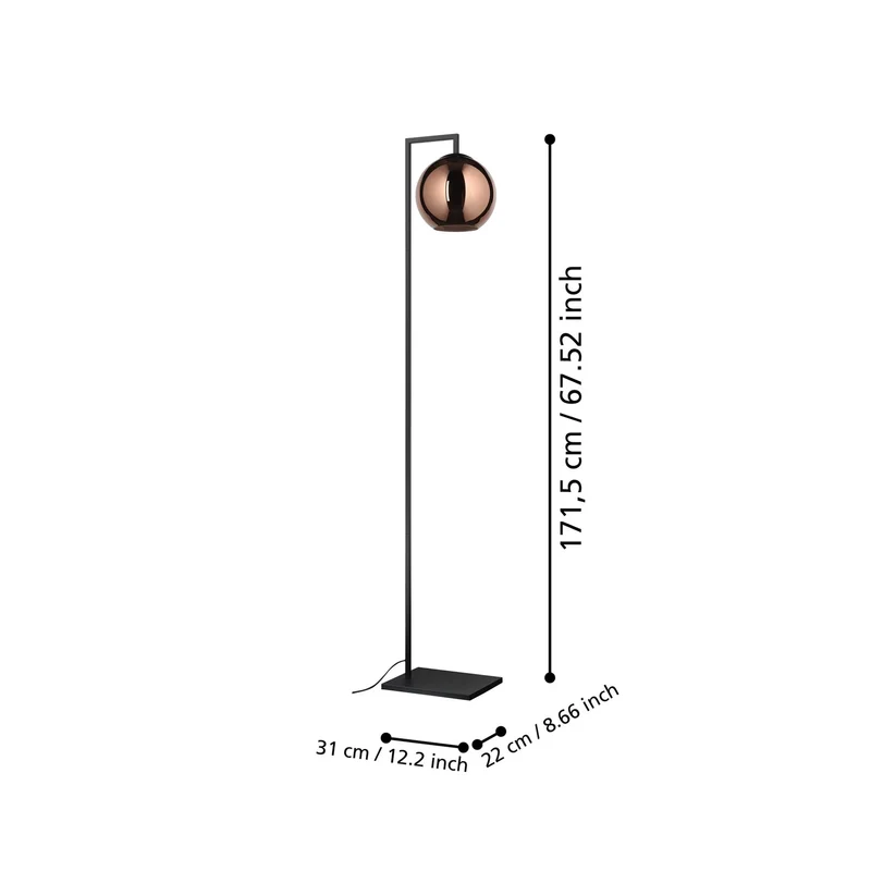 B-Ware Stars Of Light Stehleuchte Stehlampe Cordoba Glas kupferfarben schwarz 171,5 cm