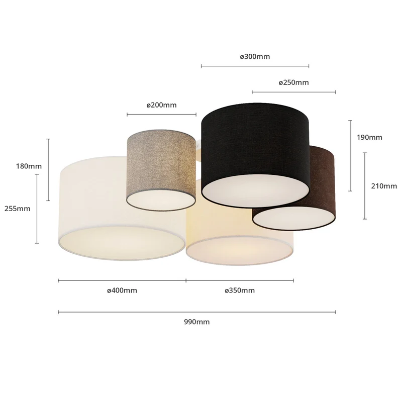 B-Ware Lindby Laurenz Deckenlampe Hängelampe 5-flmg E27 90cm braun-beige SIEHE TEXT