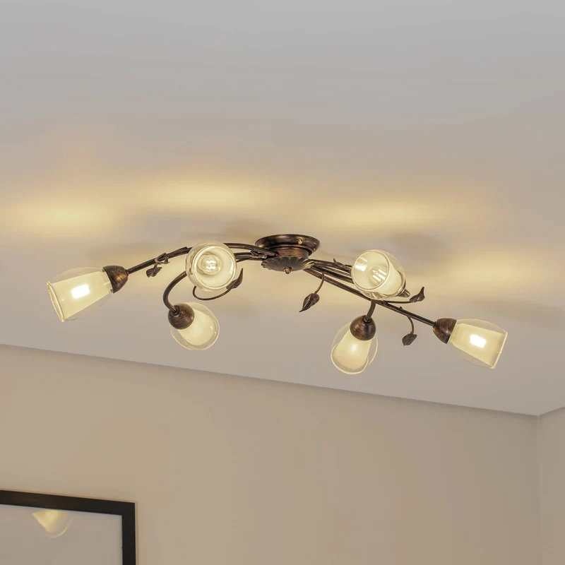 B-Ware Deckenleuchte Lampe Liliana Metall Schwarz Gold Glas Deckenlampe Leuchte LED 518
