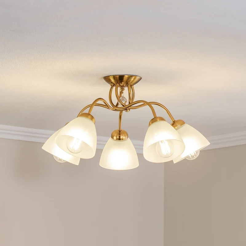 B-Ware Deckenleuchte Miranda Deckenlampe Deckenlicht Leuchte Lampe fünfflammig messing