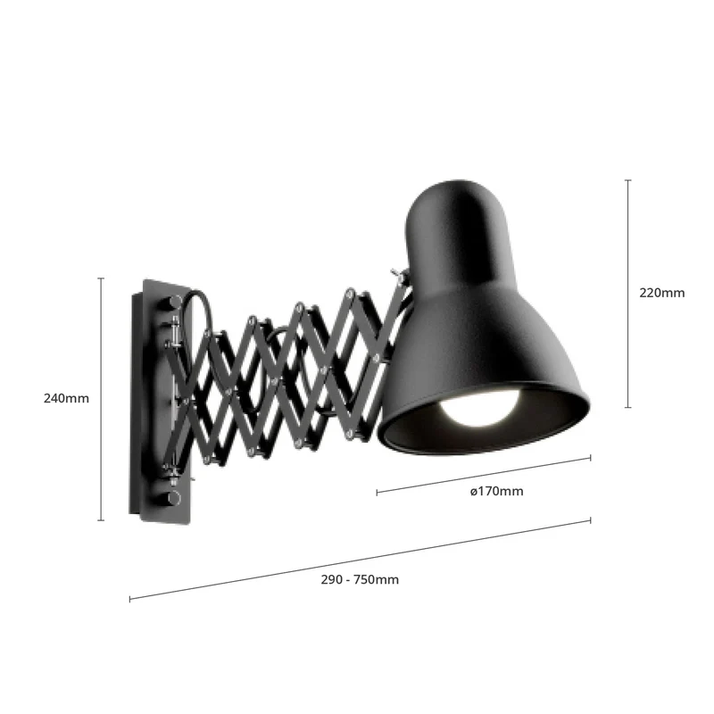 B-Ware Nowodvorski Lighting Wandleuchte Wandlampe Harmony Scherenarm Lampe schwarz