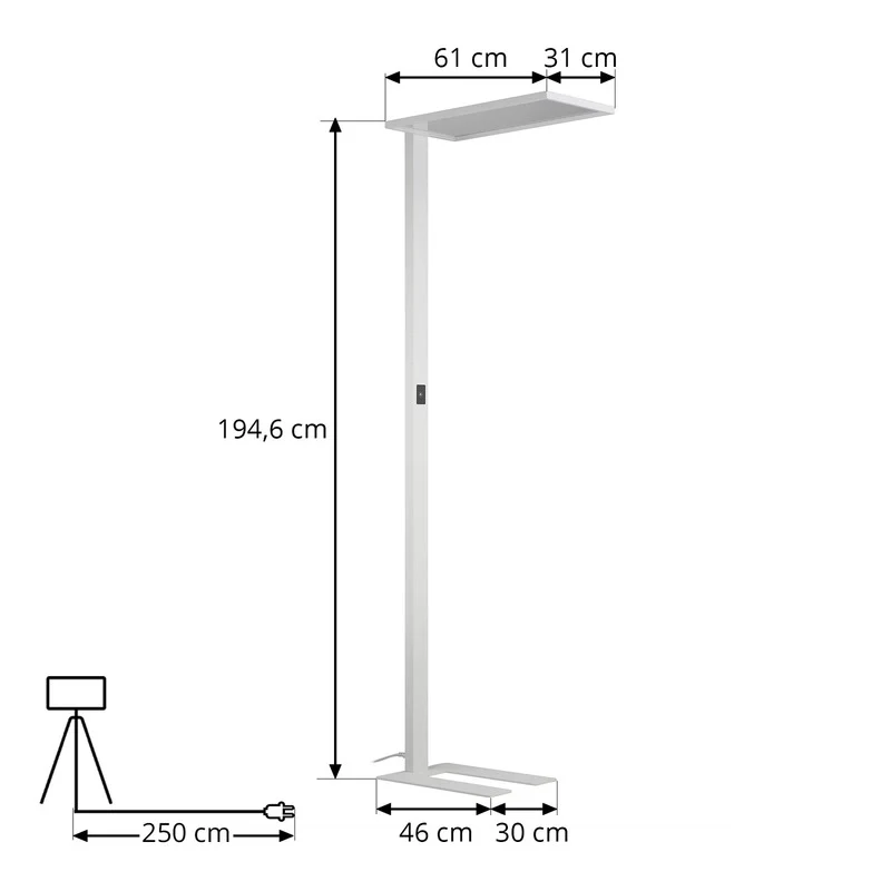 B-Ware PRIOS Stehleuchte Büro Standlampe LED Taronis weiß dimmbar 195cm SIEHE TEXT/FOTO