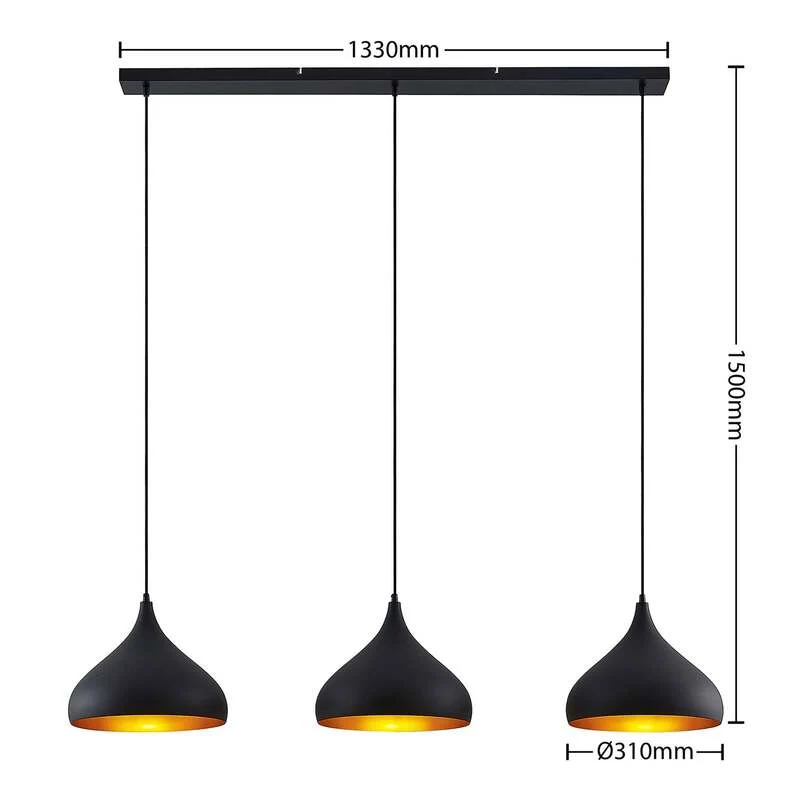 B-Ware Lindby Pendelleuchte Hängelampe schwarz Metall 133cm 3flg SIEHE TEXT/FOTO