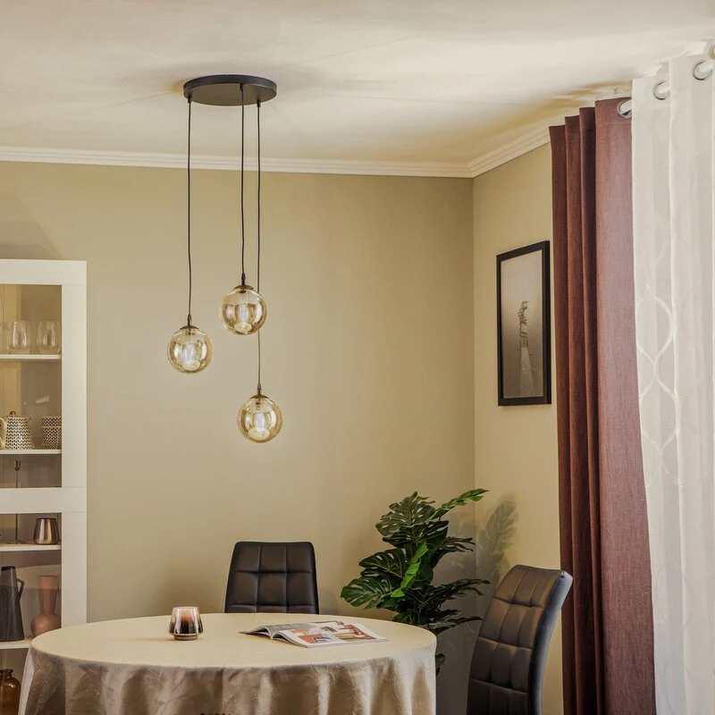 B-Ware Euluna Hängeleuchte Hängeleuchte Lampe Leuchte Glassy 3-flammig E14 rund Glas