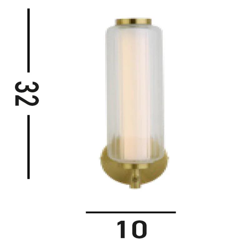 B-Ware Searchlight Wandleuchte Wandlampe LED Glaslampe messingfarben dimmbar Stahl Glas