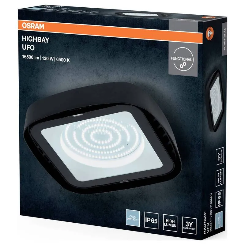 5x B-Ware OSRAM LED-Hallenleuchte Highbay Ufo Schwarz 130W 6500K IP65 27,3 cm 5 STÜCK