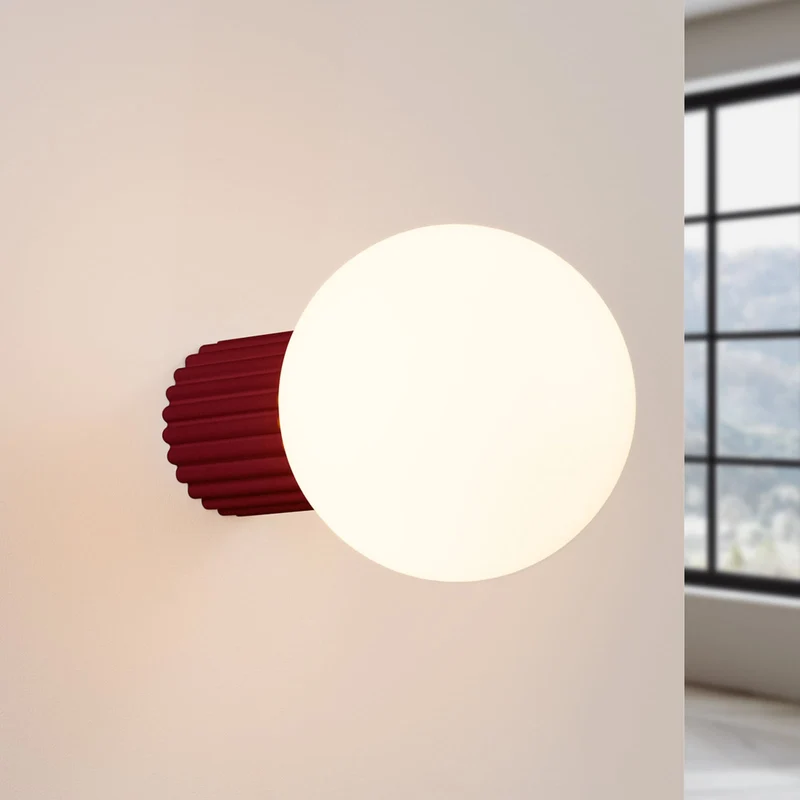 B-Ware Wandleuchte Wandlampe SOLLUX ORBI Glas Metall dunkelrot Wohnzimmer LED G9