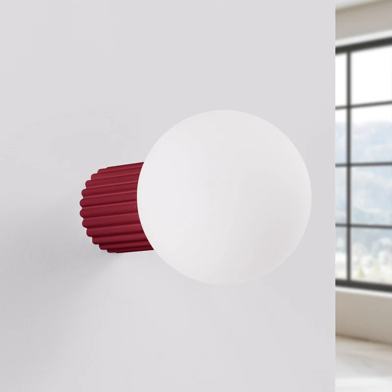 B-Ware Wandleuchte Wandlampe SOLLUX ORBI Glas Metall dunkelrot Wohnzimmer LED G9