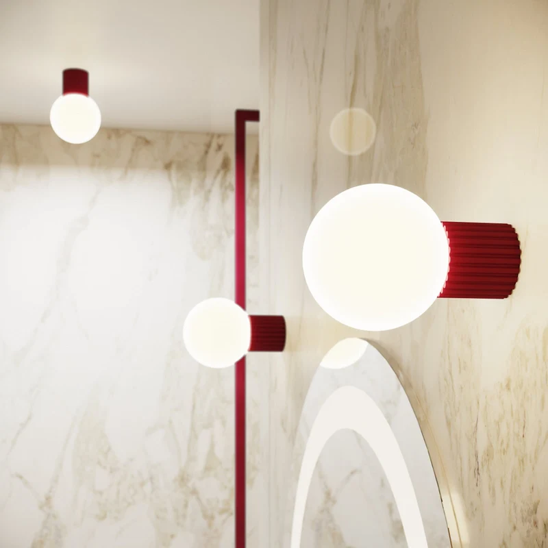 B-Ware Wandleuchte Wandlampe SOLLUX ORBI Glas Metall dunkelrot Wohnzimmer LED G9