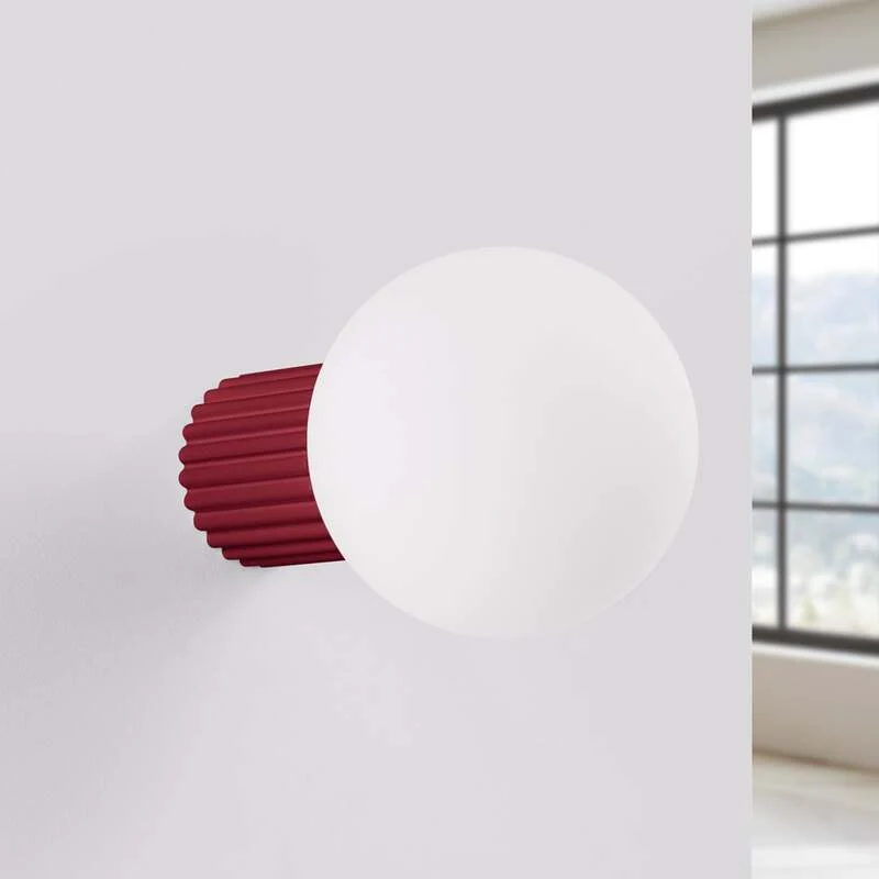 B-Ware Wandleuchte Wandlampe SOLLUX ORBI Glas Metall dunkelrot Wohnzimmer LED G9