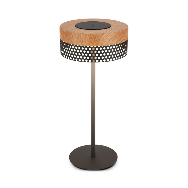 B-Ware Briloner Tischleuchte LED Lampe Akku Booha Metall Braun IP44 Dimmbar Memory USB