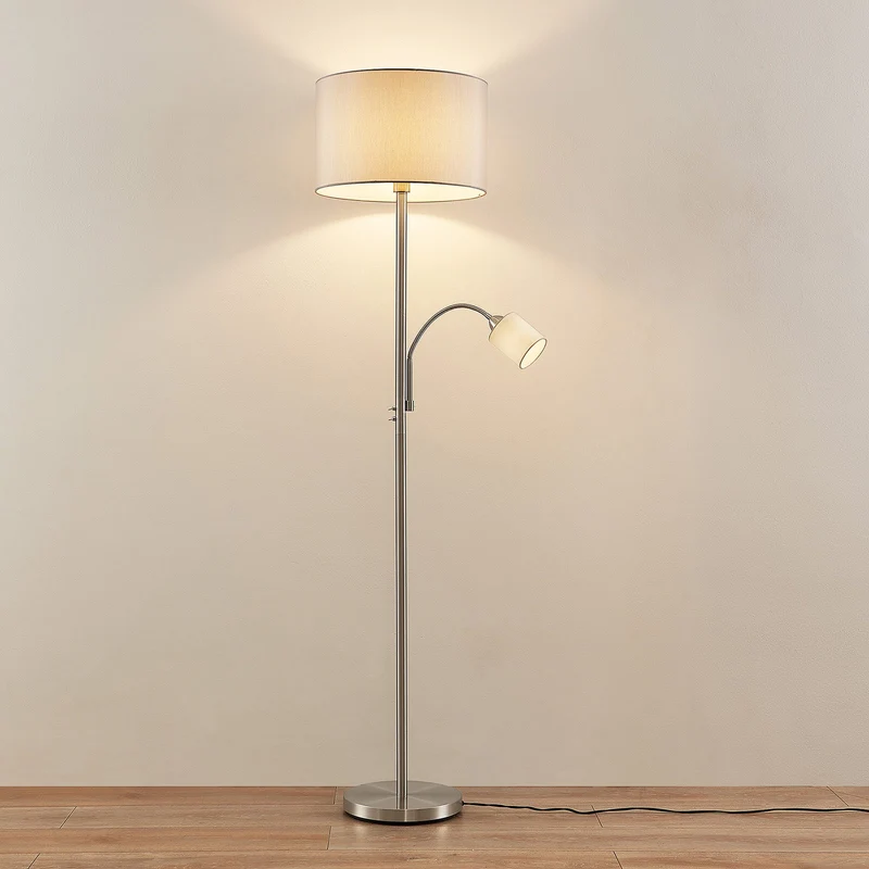 2x B-Ware Lindby Colima Stehleuchte Stehlampe Standleuchte Stoff Leselampe E27 2 STÜCK