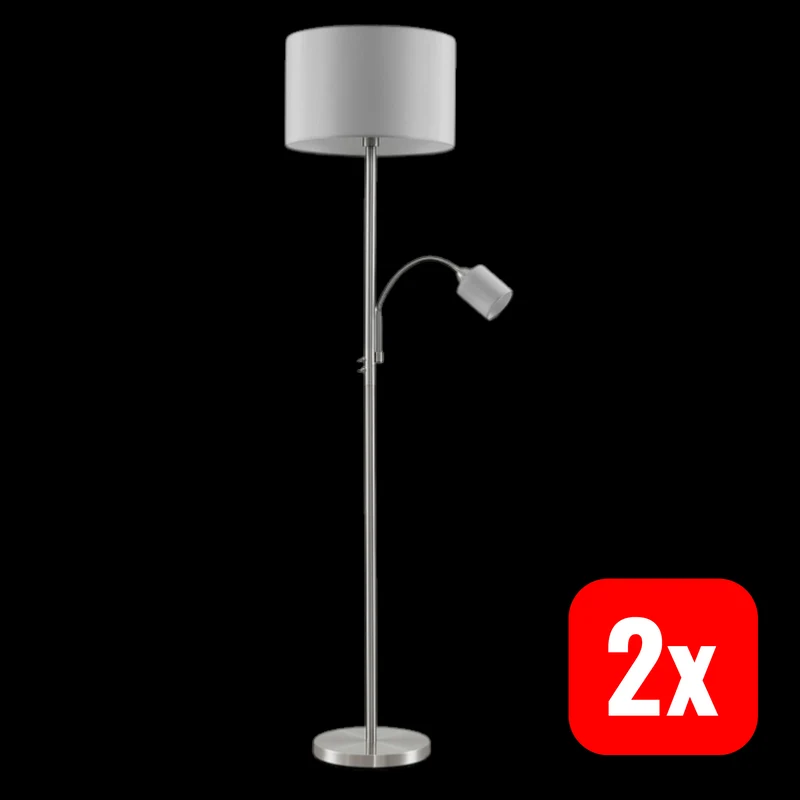 2x B-Ware Lindby Colima Stehleuchte Stehlampe Standleuchte Stoff Leselampe E27 2 STÜCK