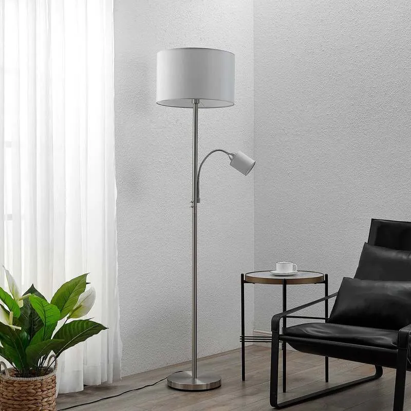 2x B-Ware Lindby Colima Stehleuchte Stehlampe Standleuchte Stoff Leselampe E27 2 STÜCK