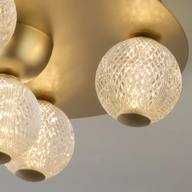 B-Ware Searchlight Deckenleuchte Lampe LED Leuchte Asteroid Gold Acryl Stahl Dimmbar