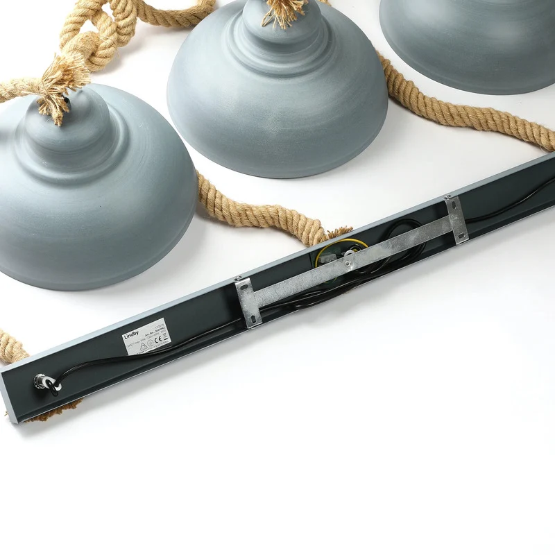 B-Ware Lindby Hängeleuchte Pendelleuchte Chaby Metall Seil hellgrau 111 cm 3 flammig