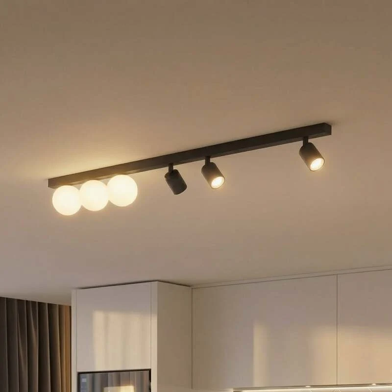 B-Ware Deckenleuchte Lampe Vox Glas Schwarz Wohnzimmer Esszimmer Küche Flur 6-flamm824