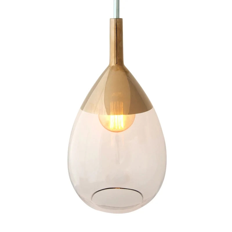 B-Ware EBB FLOW Pendelleuchte Hängelampe Lute Glas Gold Rauchgrau Lichtquelle E27