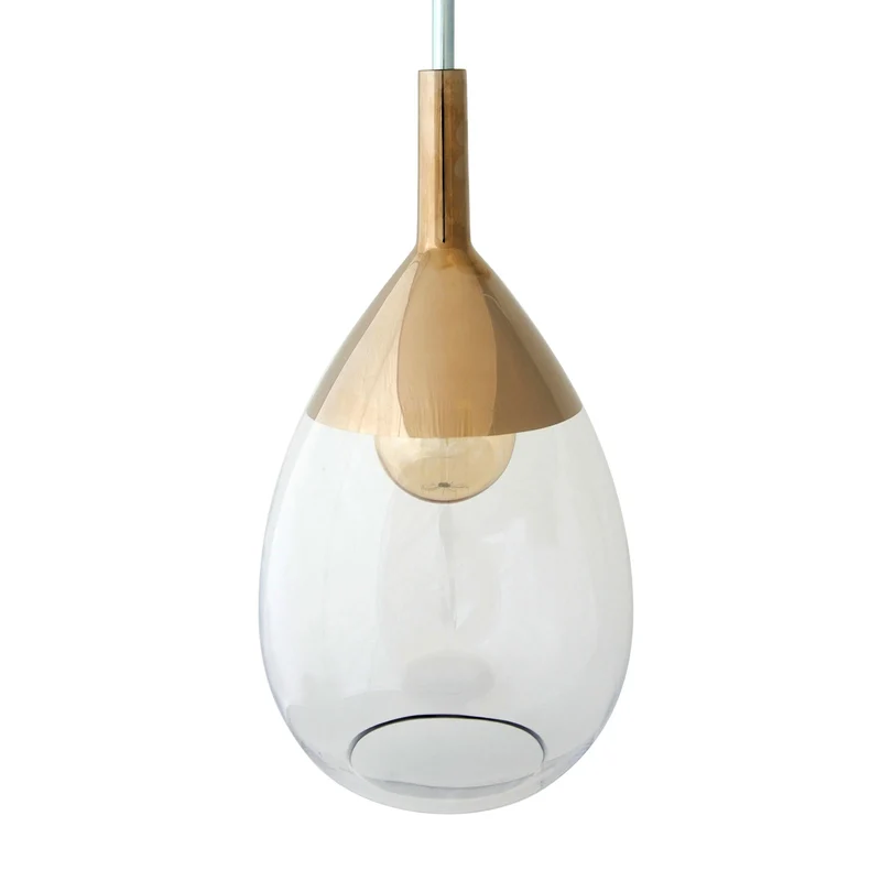 B-Ware EBB FLOW Pendelleuchte Hängelampe Lute Glas Gold Rauchgrau Lichtquelle E27