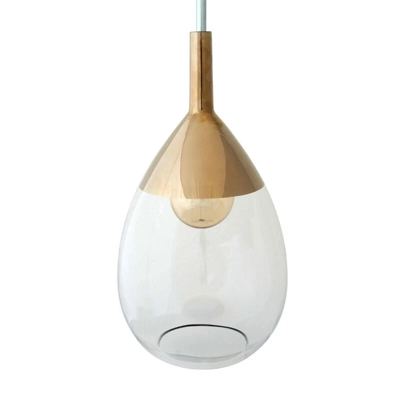 B-Ware EBB FLOW Pendelleuchte Hängelampe Lute Glas Gold Rauchgrau Lichtquelle E27
