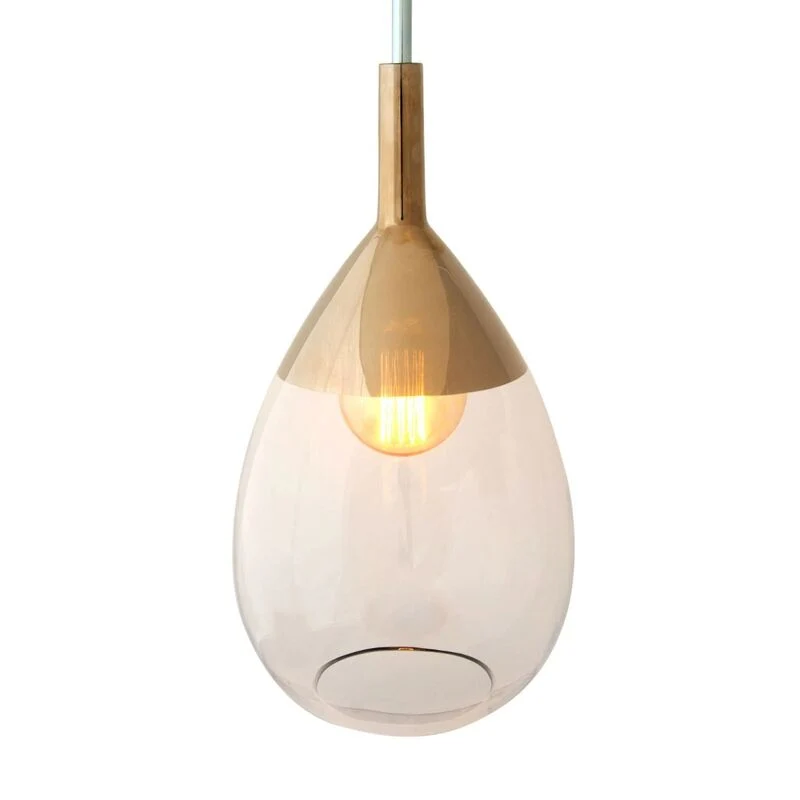B-Ware EBB FLOW Pendelleuchte Hängelampe Lute Glas Gold Rauchgrau Lichtquelle E27