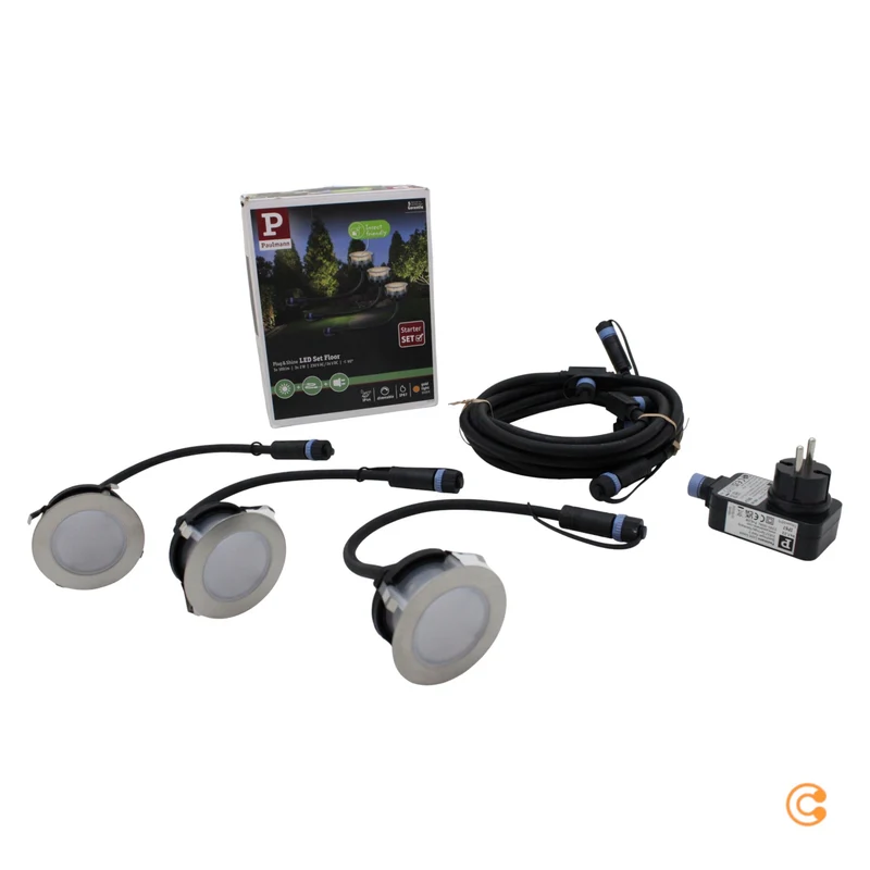 B-Ware Paulmann Einbauleuchte Spot LED Plug Shine Set Leuchte silber warmweiß dimmbar