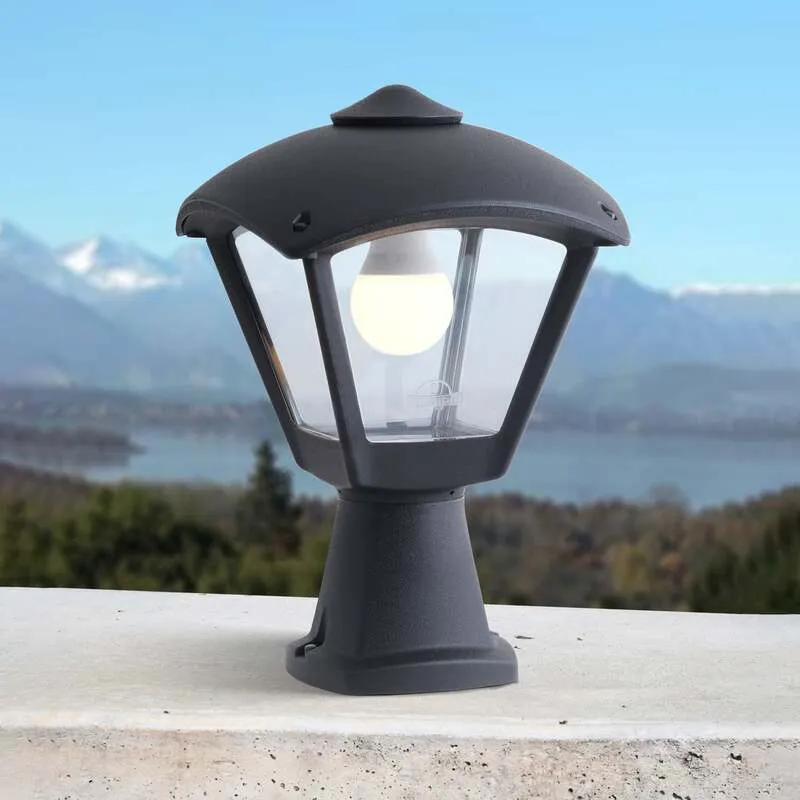 2x B-Ware Mididisma Sockelleuchte Gartenlampe Dario Schwarz Klar Außenlampe 2 STÜCK