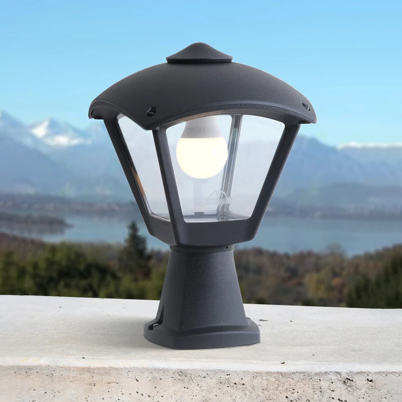 2x B-Ware Mididisma Sockelleuchte Gartenlampe Dario Schwarz Klar Außenlampe 2 STÜCK