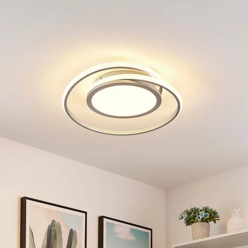 B-Ware Lucande Deckenlampe LED Noud dimmbar silber Leuchte 49cm Aluminium Kunststoff