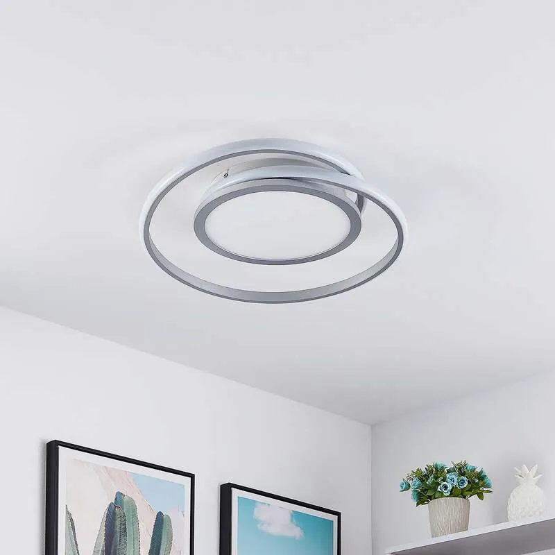 B-Ware Lucande Deckenlampe LED Noud dimmbar silber Leuchte 49cm Aluminium Kunststoff