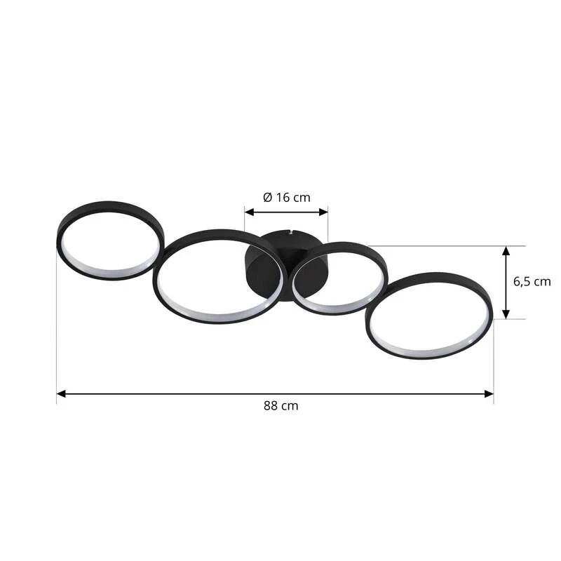 B-Ware Lindby Deckenleuchte Evengeline LED Lampe Leuchte schwarz 88x31cm Aluminium