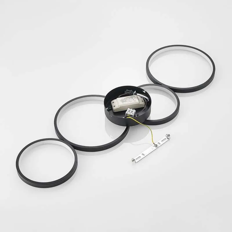 B-Ware Lindby Deckenleuchte Evengeline LED Lampe Leuchte schwarz 88x31cm Aluminium