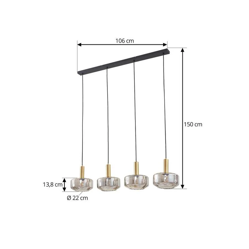 B-Ware Lindby Hängeleuchte Hildur LED Pendelleuchte Lampe Licht dimmbar rauchgrau 118cm