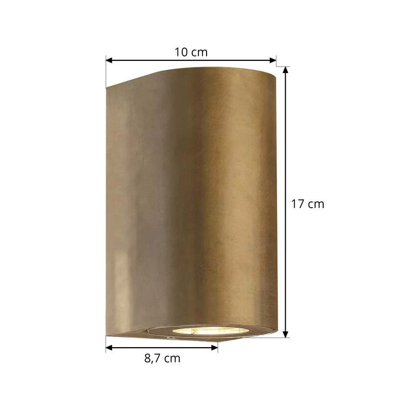 B-Ware Nordlux Außenwandleuchte Canto Maxi 2 LED Wandlampe dimmbar messingfarben IP44