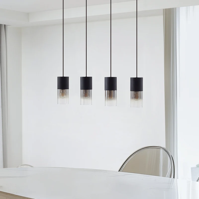 B-Ware Lindby Hängeleuchte Svante LED Pendelleuchte dimmbar schwarz 4-flg 85cm Glas