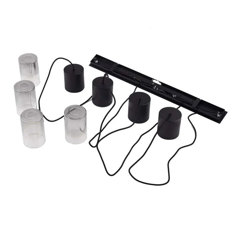 B-Ware Lindby Hängeleuchte Svante LED Pendelleuchte dimmbar schwarz 4-flg 85cm Glas