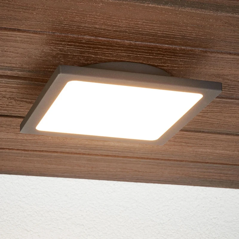 B-Ware Lucande Deckenleuchte Außenlampe LED Sensor Mabella dunkelgrau weiß IP65