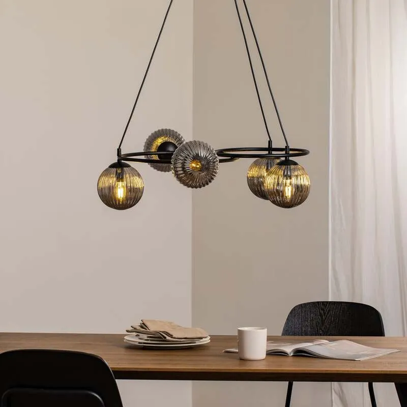 B-Ware Wohnzimmerlampe Libra Hängelampe LED Pendelleuchte dimmbar grau schwarz Ø70cm