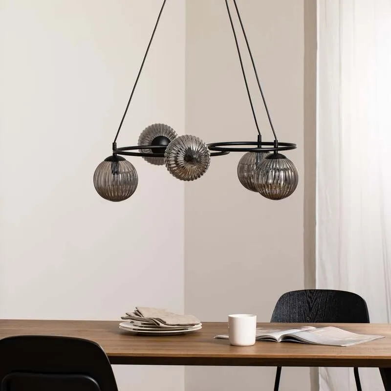 B-Ware Wohnzimmerlampe Libra Hängelampe LED Pendelleuchte dimmbar grau schwarz Ø70cm