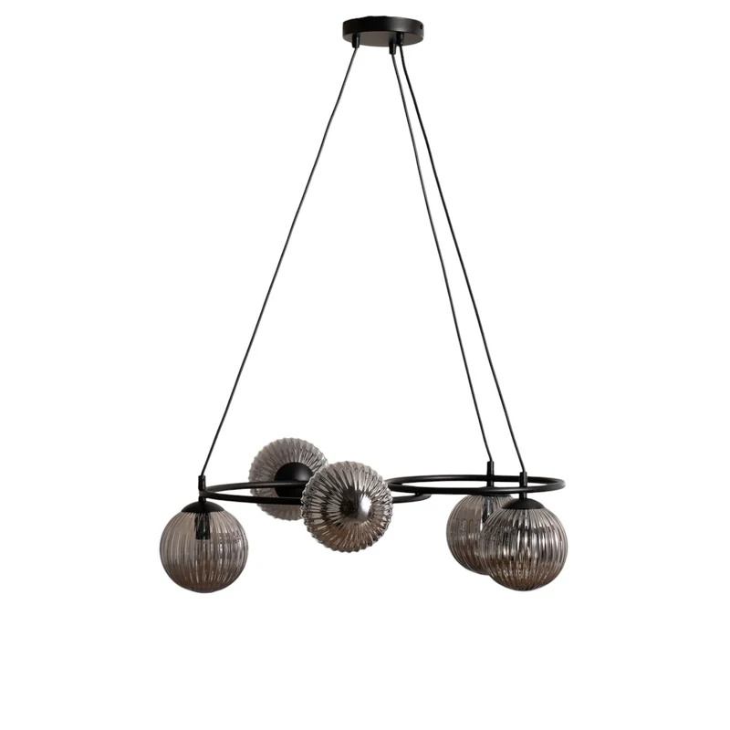 B-Ware Wohnzimmerlampe Libra Hängelampe LED Pendelleuchte dimmbar grau schwarz Ø70cm