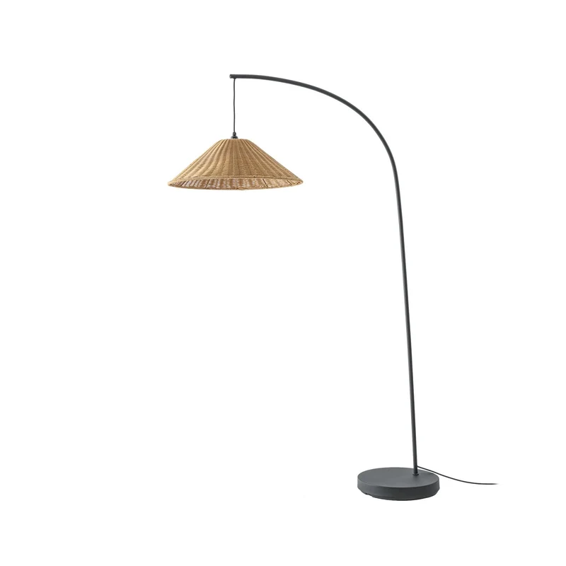 B-Ware Lucande Außenleuchte Stehlampe Lampe Taniola Rattan Holz Schwarz IP44 Outdoor935