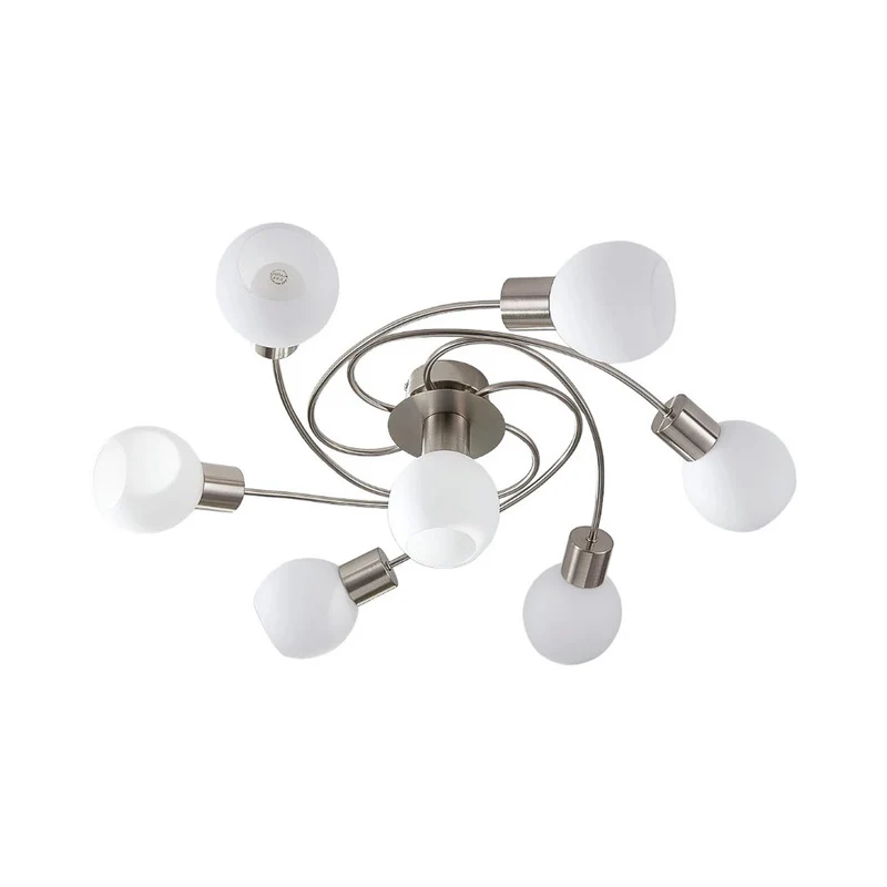 B-Ware Lindby Deckenlampe Deckenleuchte Ciala 7-flg LED Glas Metall nickel E14 weiß129